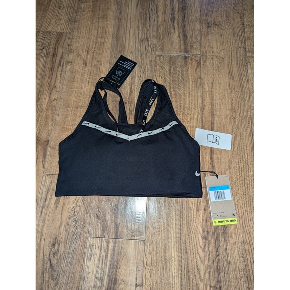 Nike Other - Nike‎ Dri-Fit Swoosh Strappy Logo Sports Bras Women Medium Black, White